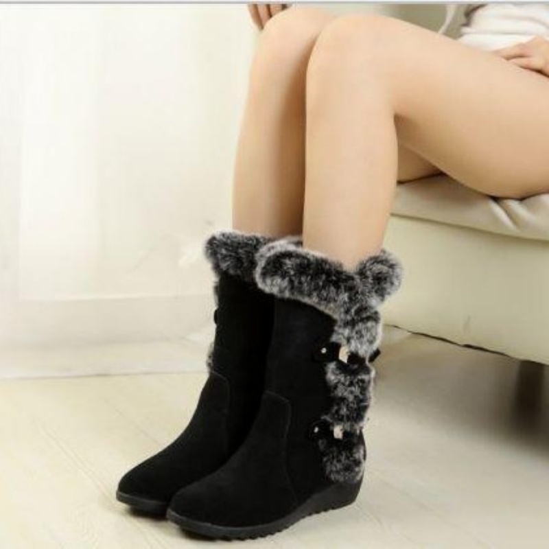 Free shipping Designer Boots Snow Women Autumn winter thick soled cotton boots with sloping heels women boots with midsole