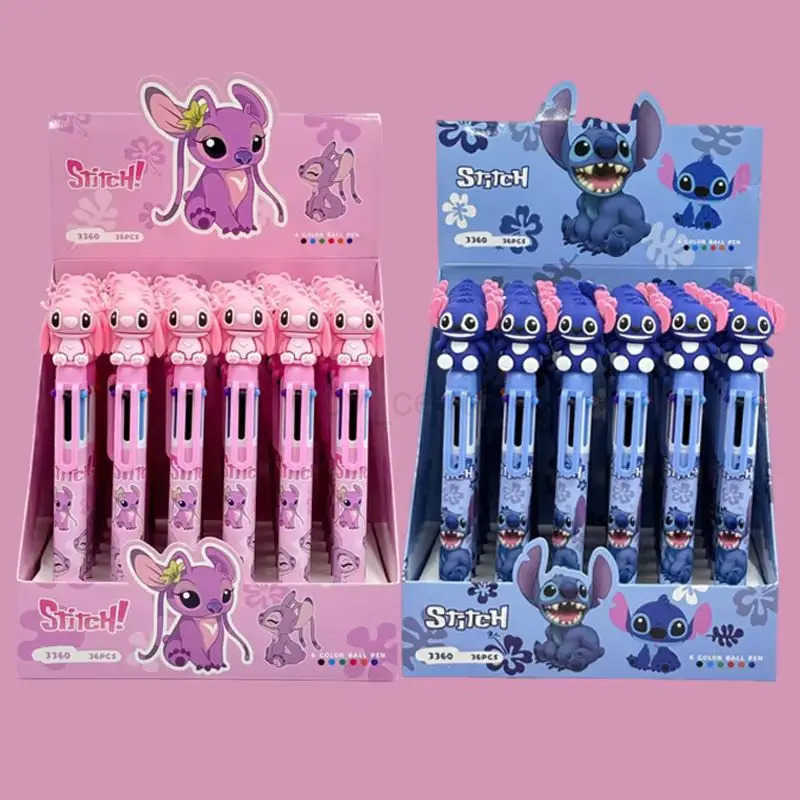 Disney 36pcs Ballpoint Pen Stitch 6 Color Cartoon Pen 07mm Student Cute Writing Tools School Office Supplies Ballpoint Pen H251220