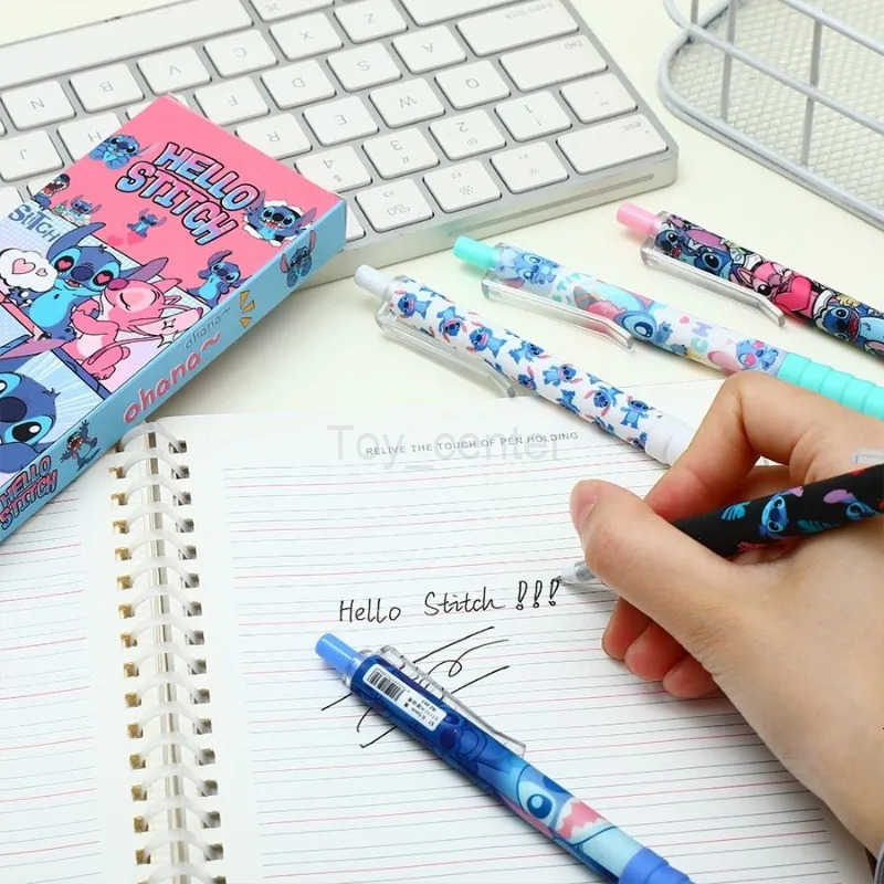 Disney Stitch Kawaii Press Gel Pens for Writing Cartoon 05mm Black Ink Neutral Pen Office School Supplies Gift for Kid 5Pcs/box H251220
