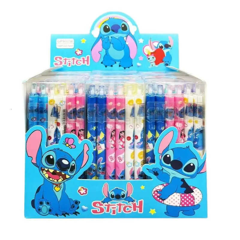 Disney Stitch Gel Pens12pcs Cartoon New Pressing Pen Black Water Ink 05mm Cute Signature Pen Stationery Student Gift H2512201