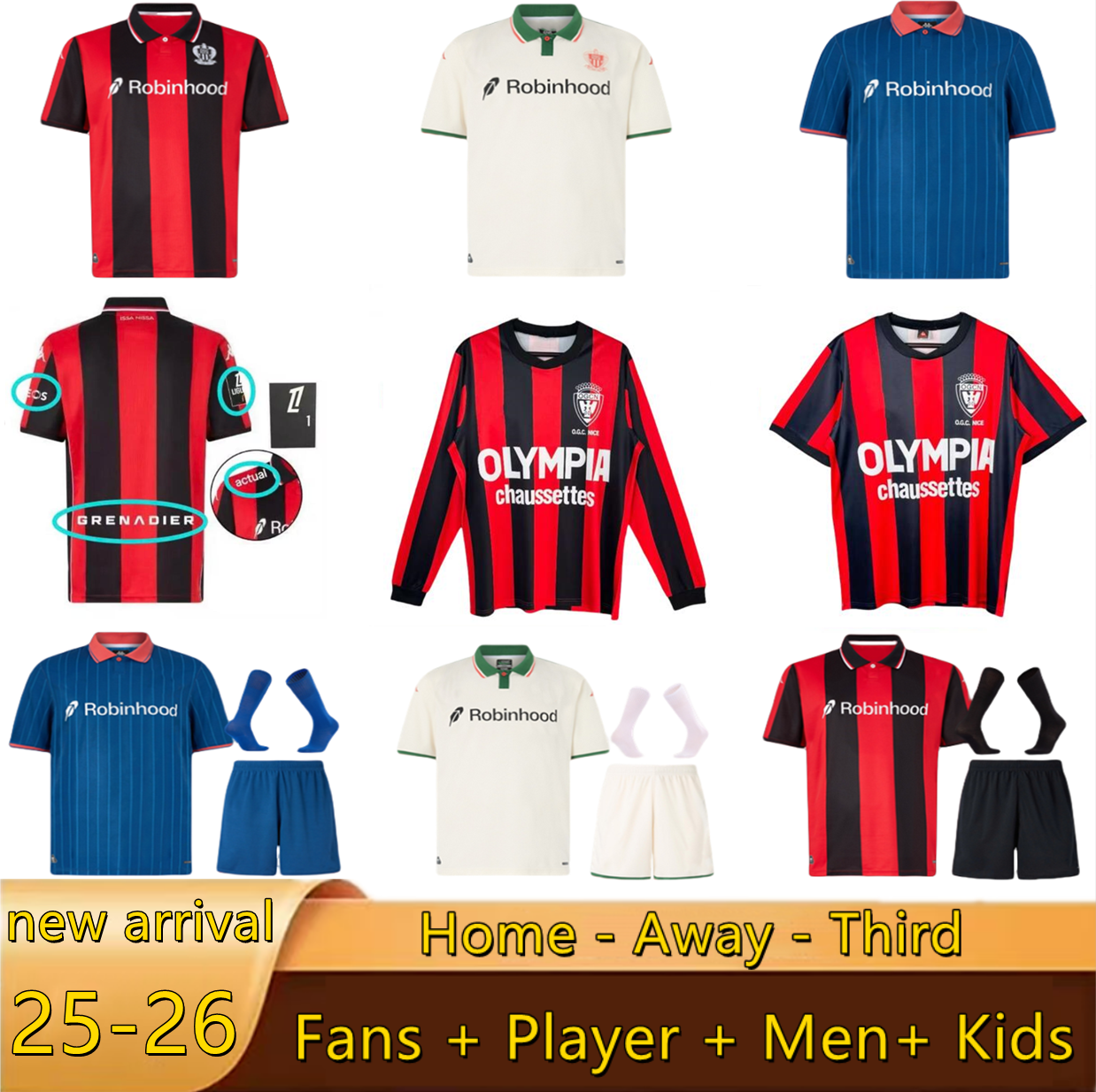 2025 2026 Maillot OGC Nice FC soccer jerseys AND T. MOFFI MOUKOKO NDOMBELE S. DIOP CHO retro 77 78 OGCNice football shirts ROSARIO DANTE BOGA BOUDAOUI Kids kits