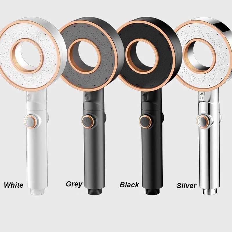New Three Mode Adjustable Shower Head High Pressure Water Saving Spray Nozzles One Key Stop Water Shower Bathroom Accessories C251220