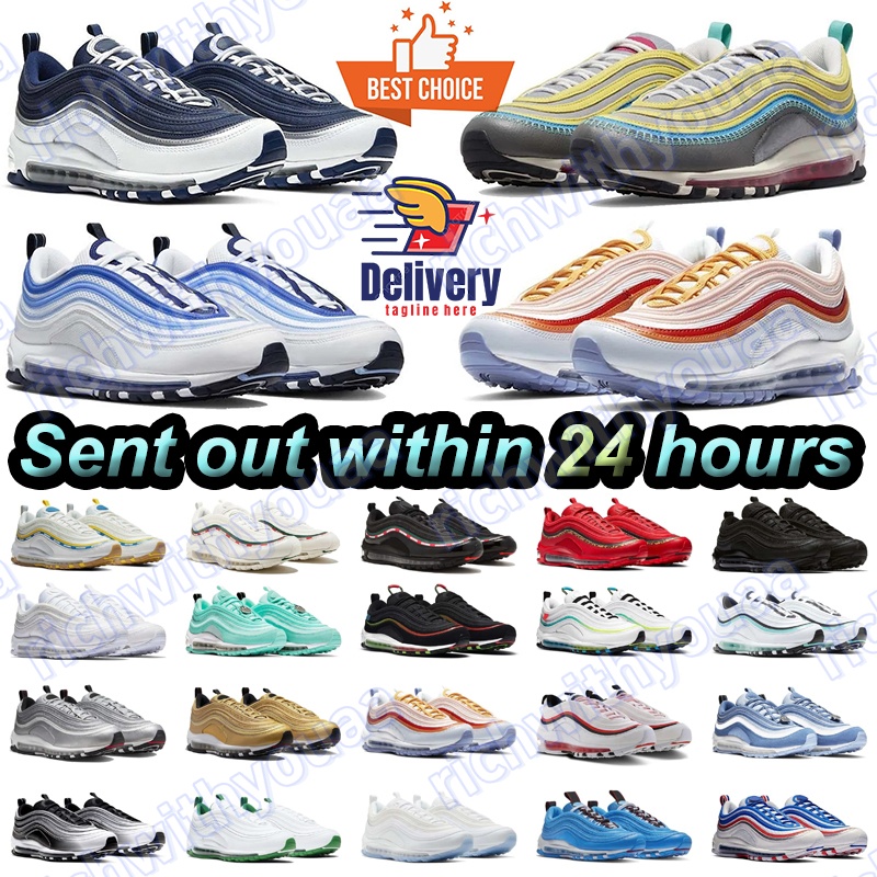 Fast shipping designer shoes 97 Running Shoes Men 97s Pink Sneakers Cherry Picnic Gym Running shoes Sneakers 40-45