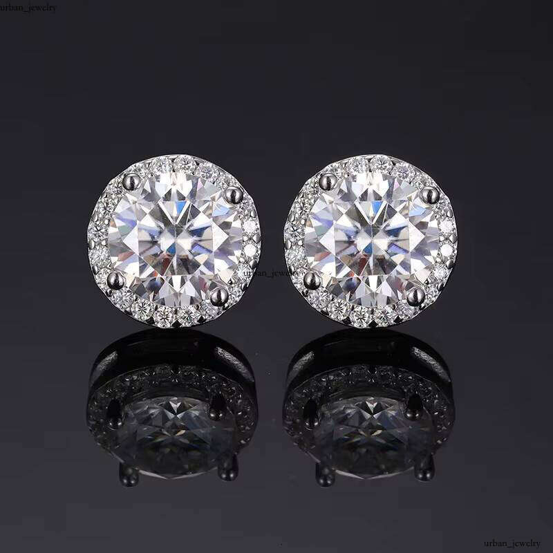 VVS Moissanite Classic Rock Candy Magnetic S925 Sterling Silver Chalcedony Stud Earrings Screw Back