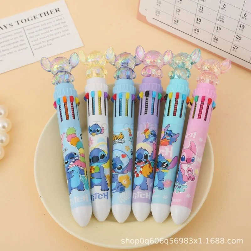 Disney Stitch Ballpoint Pen 36pcs Cartoon Lilo Crystal 10 Color Marker 07mm Student Graffiti School Childrens Stationery Gifts H2512201