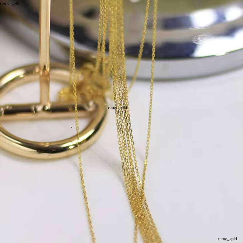 AU750 Yellow Rose Genuine Custom Thin O Chain 18k Pure Gold Necklace