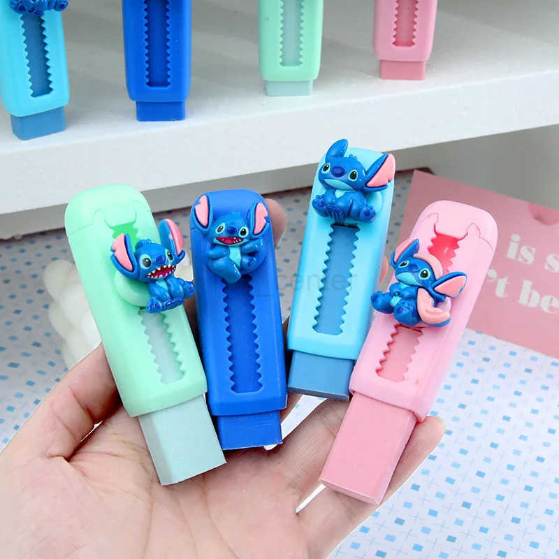 Disney Eraser Stitch 24pcs Push-Pull Cute Learn Stationery Clean Without Leaving A Trace Pencil Eraser Student Boxed Gift H251220