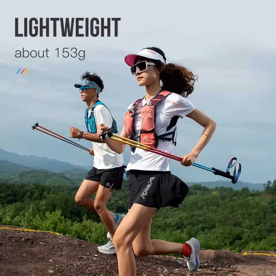 AONIJIE 2pcs Trekking Poles Folding Walking Stick Quick Lock Hiking Cane Carbon Fibers Adjustable Ultralight Walking Pole G251220