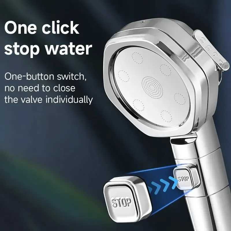 Hexagonal Pressurized Shower Head Four-speed Supercharged Hard ABS Fall-resistant Water Filter Bathroom Accessories C251220