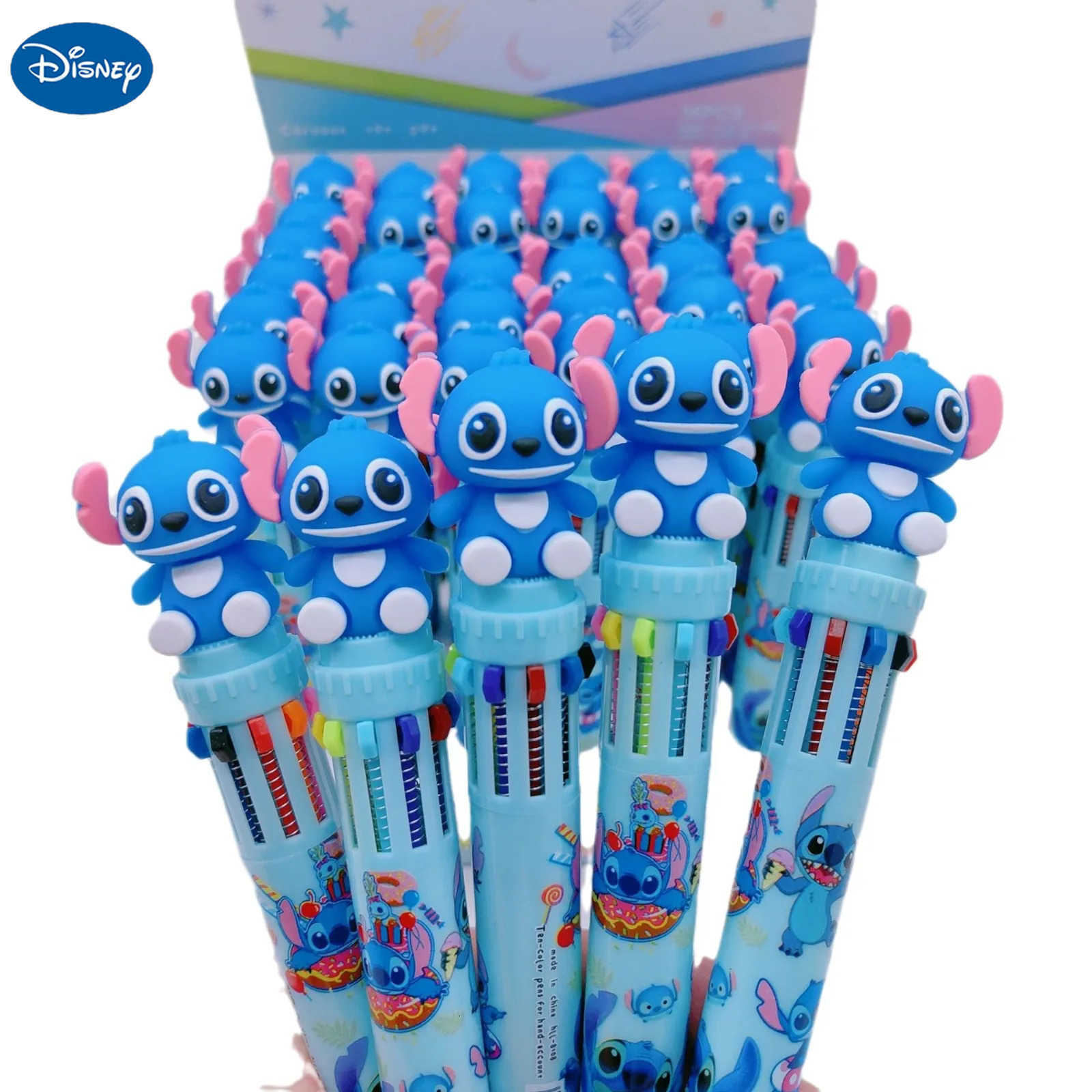 Disney Anime Stitch Figure Lilo 10 Color Press Ballpoint Pen Student Graffiti Multicolor Pen Back To School Pen Stationery Gift H251220