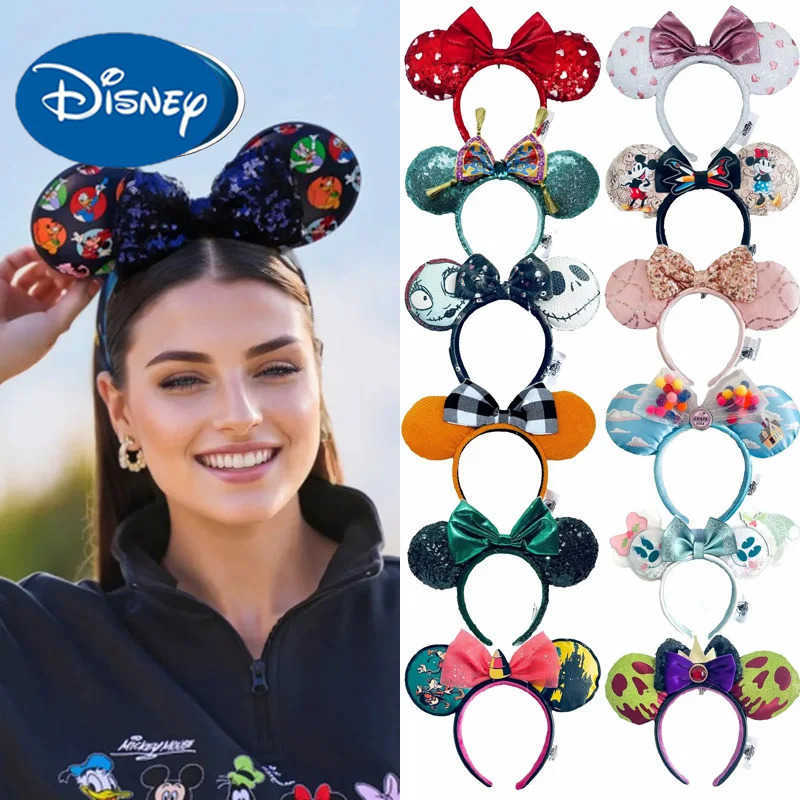 Disney Ear Headband For Women Disneyland Mickey Headband Adult/Child Plush Sequin Cosplay Girls Accessories Birthday Gifts H251220