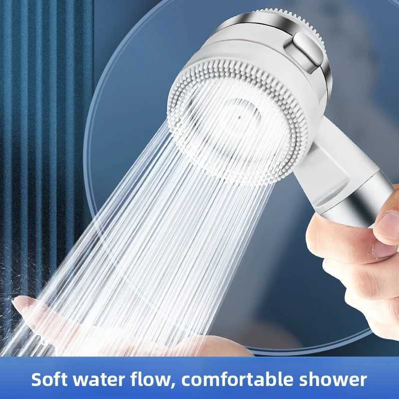 Kids 2-Mode Shower Head - Silicone Massage Brush Built-in Shower Gel Dispenser Soft Water Flow for Toddlers C251220