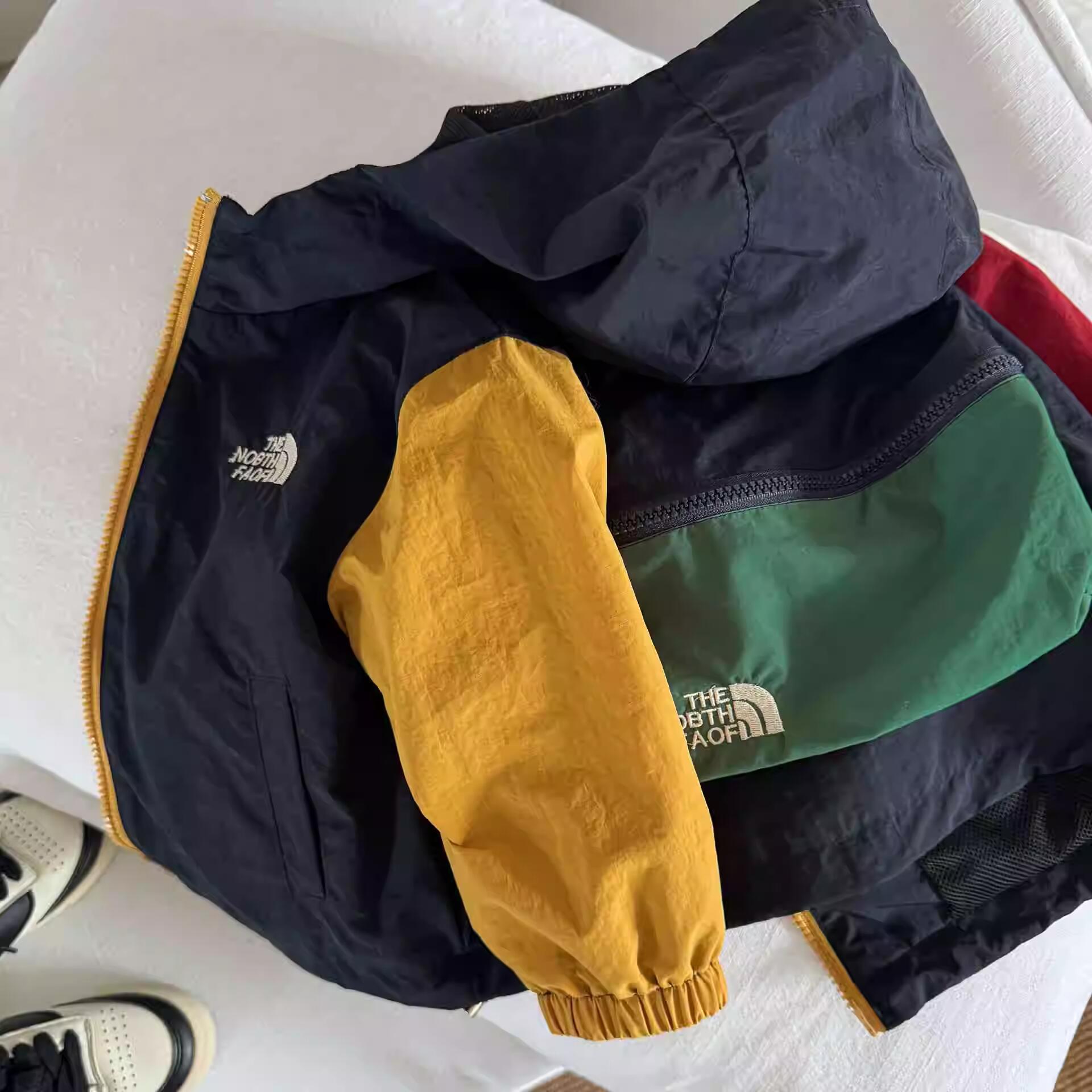 Free Shipping kids jackets designer 2026 Kids Color-Blocked Windbreaker, Hooded Letter Print Jacket for Boys & Girls Spring Autumn Raincoat & Outerwea