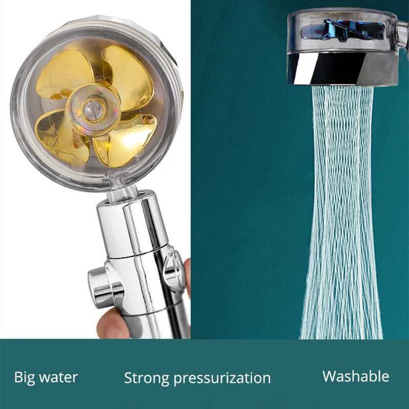 Hot Shower Head Water Saving Flow 360 Degrees Rotating With Small Fan ABS Rain High Pressure Spray Nozzle Bathroom Accessories C251220