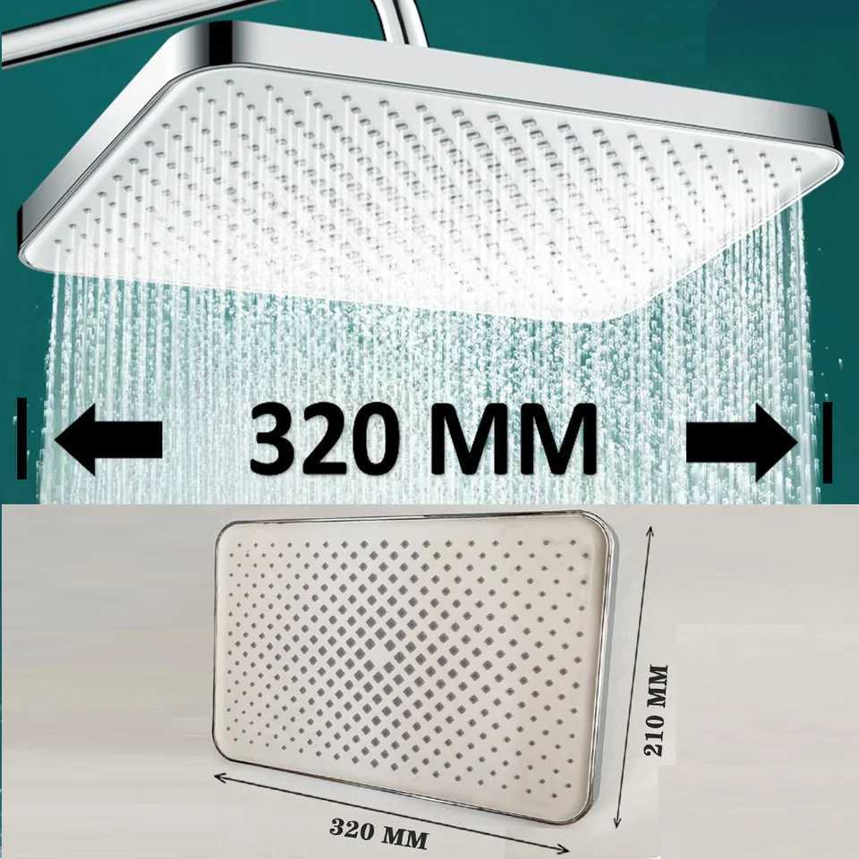 12 Inches Big Panel Large Flow Ceiling Mounted Supercharge Shower Head Set 4 Modes High Pressure Large Flow Bathroom Showerhead C251220