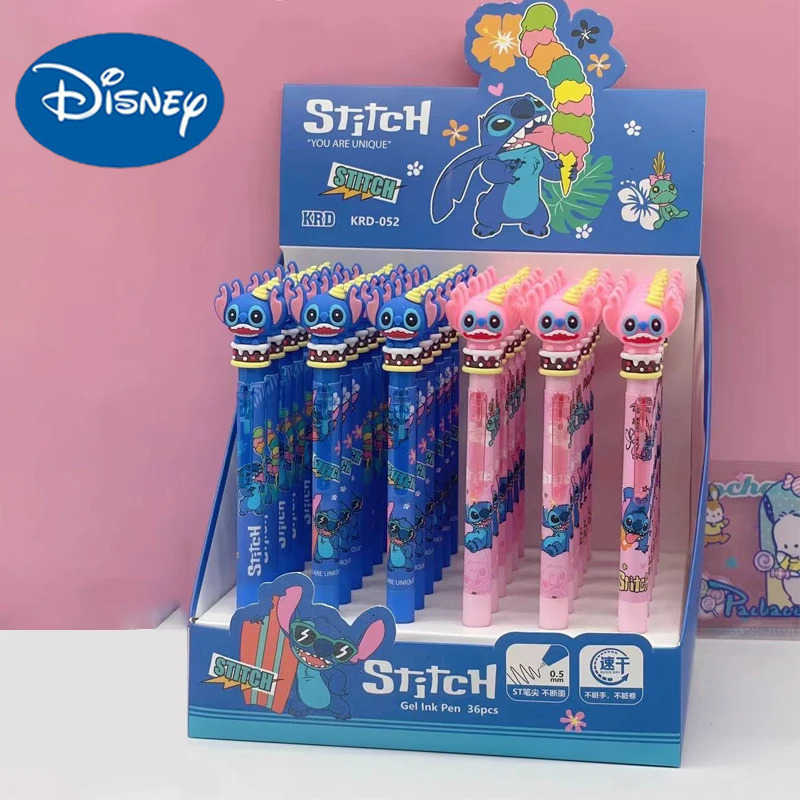Disney Stitch 36 Gel Pens Cartoon 05mm Black Stationery Cute Student New Signature Pen Writing Tool Student Birthday Gifts H251220