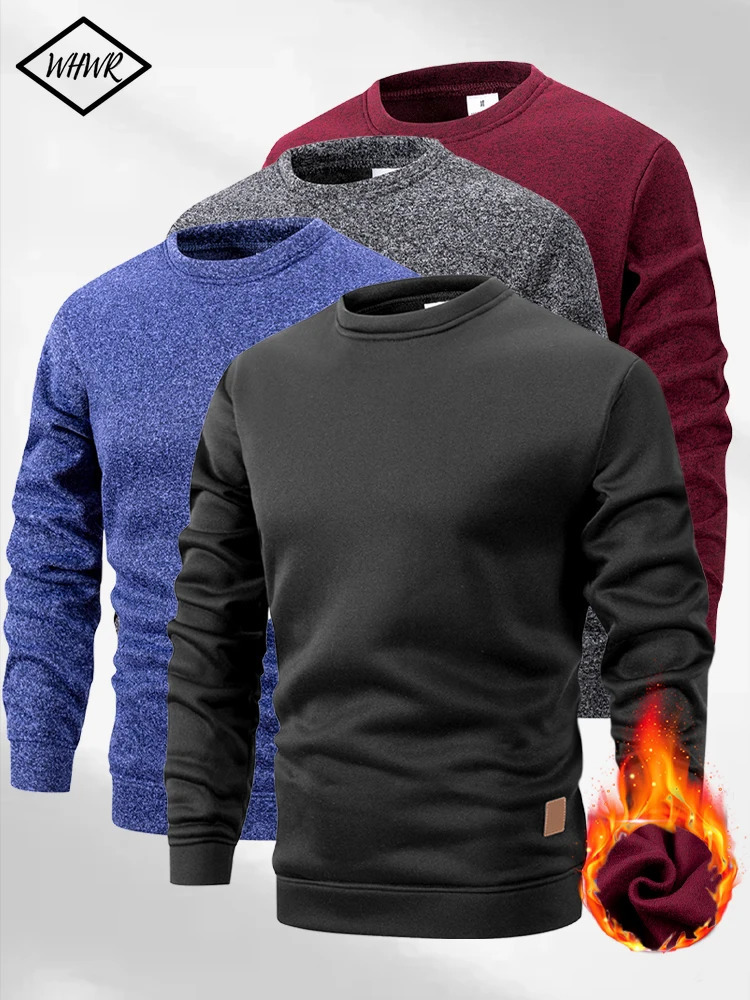 Mens Sweater Spring Autumn Round Neck Long Sleeve Pullover Casual Sports Sweatshirt High Quality Solid Color Fleece Coat 251219