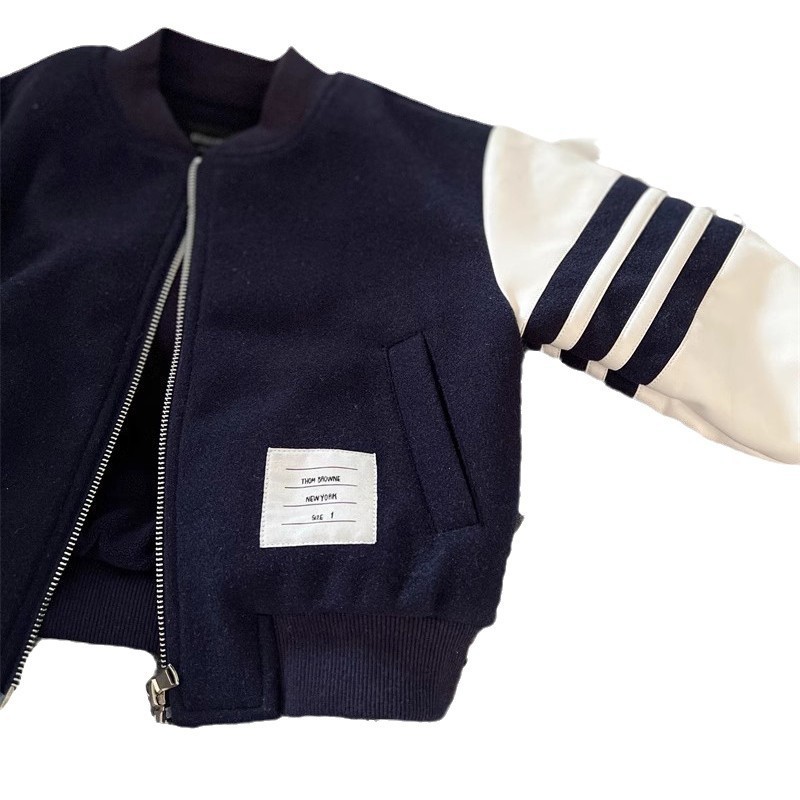 Designer Kids Clothing 2026 Kids Color Block Jacket Korean Style Loose Fit Spring Autumn Casual Coat