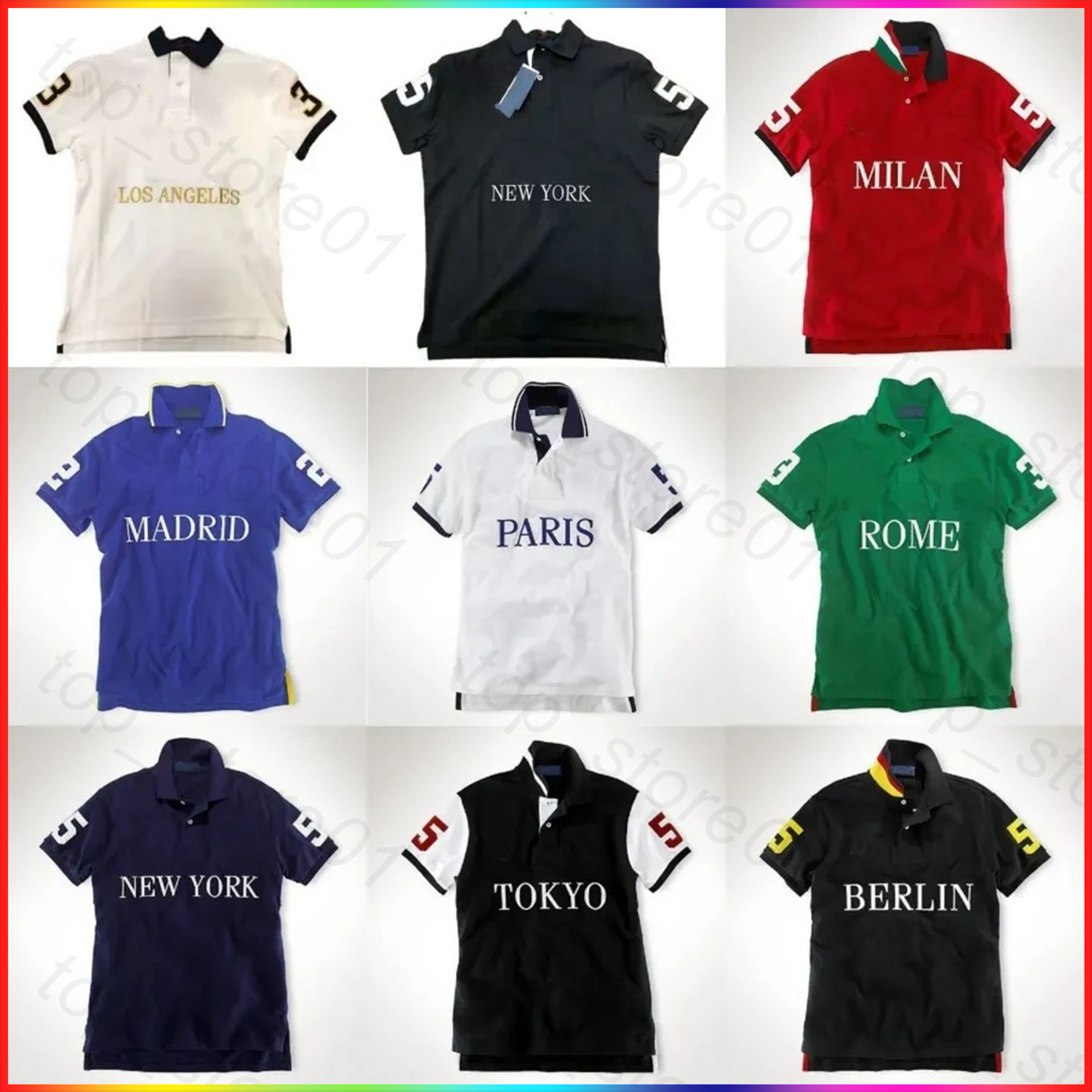 2026 Designer Polos Shirts for Mens T Shirt essential Shirts for Men City Name ITALIA Chicago New York Short Sleeve Cotton Casual embroidery Summer Fashion Tees