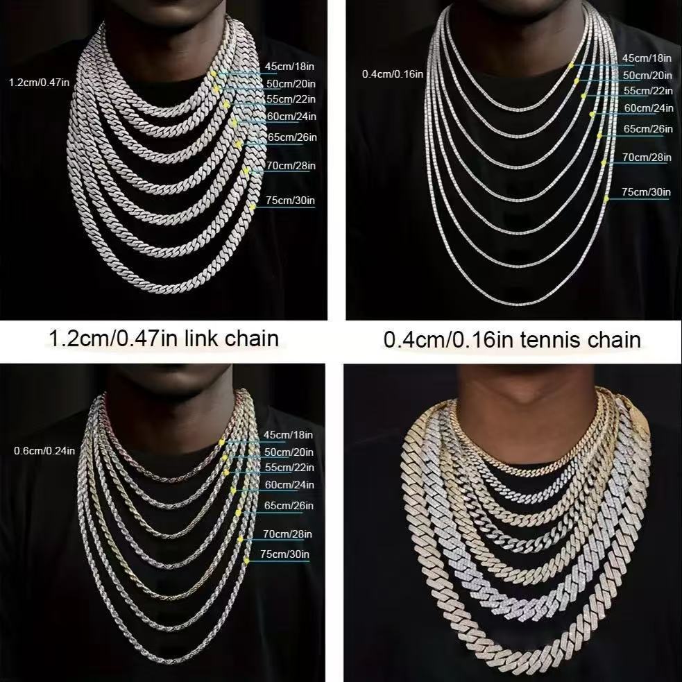 Miami Hip Hop Jewelry 16mm Cuban Chain Gold Plated Iced Out Prong Iced Setting Necklace CZ Diamond Prong Cuban Link Chain