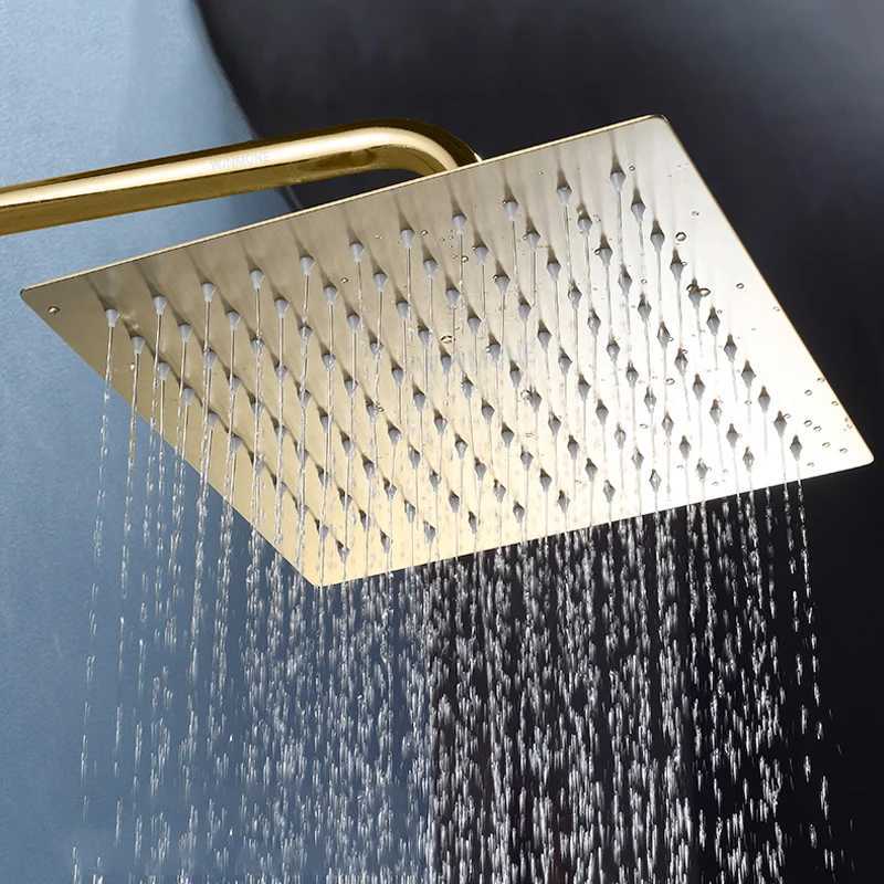 Top 1 Luxury Rushed Gold Shower Head Sus 304 Stainless Steel Bathroom Pressurized Rainfall Top Faucets Showers Heads Accessories C251220