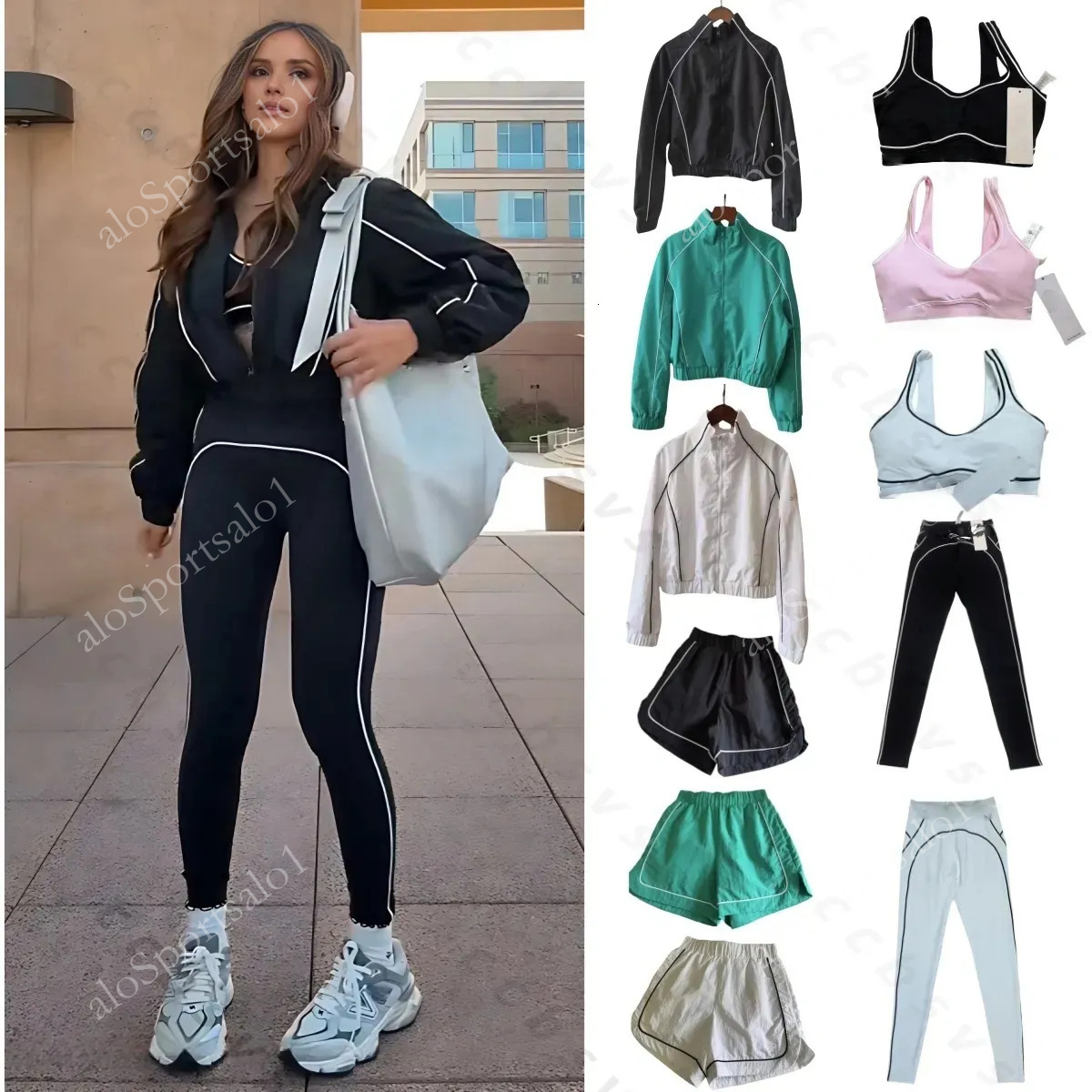 Quality Women Yoga Suits Jacket And Bra Sports Heart Throb Legging+Shorts White-Striped Fitness Pilates Workout Quick-Drying High Women Clothes Sets DDD