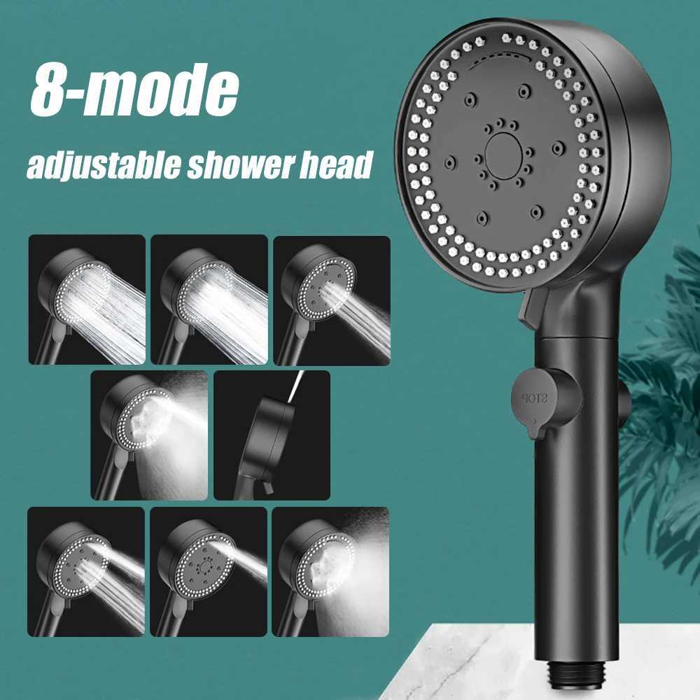VILOYI 8 Modes High-Pressure Shower Head Fall Resistance Black Handheld Showerhead Water Saving Bathroom Shower Accessories C251220