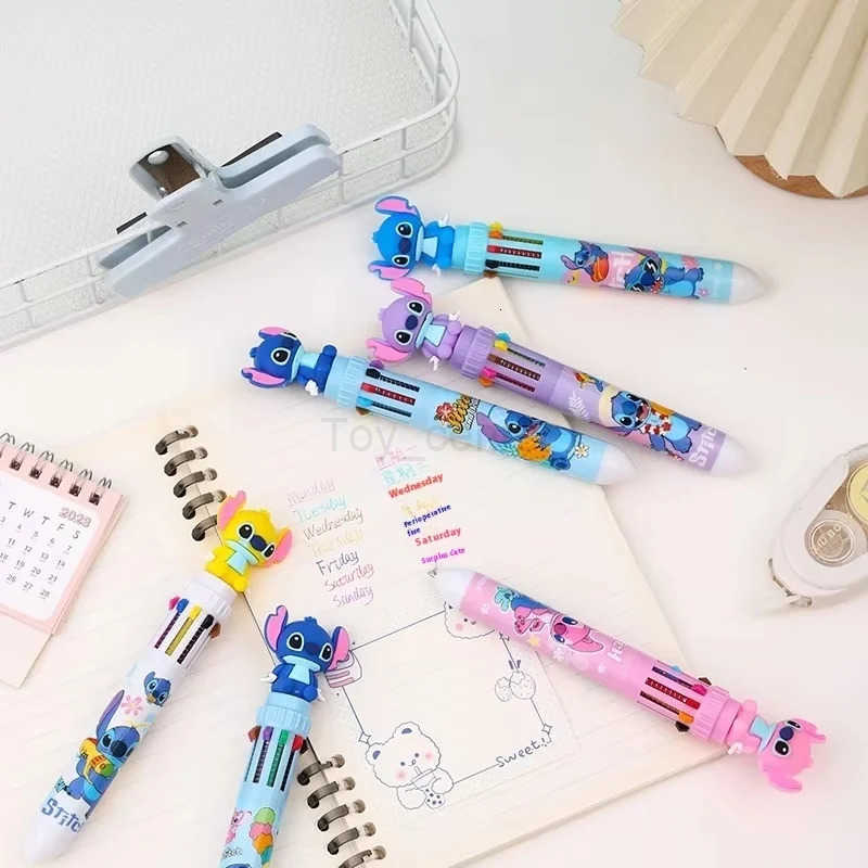 Disney Stitch Ballpoint Pen 36pcs Cartoon Lilo 10 Color Press Marker 07mm Student Graffiti Pen School Children Stationery Gift H2512201