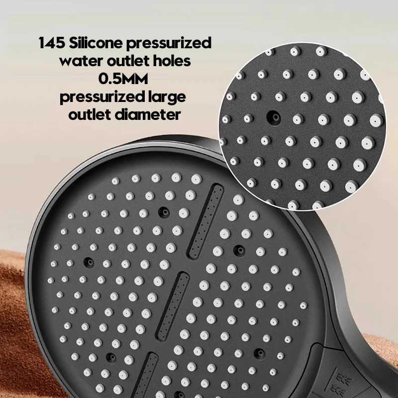 High Pressure Shower Head with Silicone Nozzles 15cm Big Panel Portable 3 Modes Adjustable Shower Head for Bathroom Accessories C251220