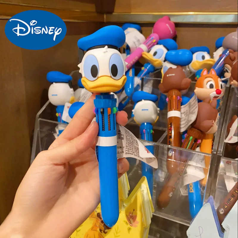 Disney Cartoon Strawberry Bear Ballpoint Pen Cute Multi Color Neutral Pen Student Stationery Ten Color Press Pen Learning Supply H251220