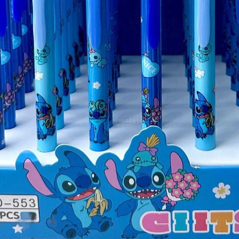 Disney 36Pcs Erasable Gel Pen Cartoon Set Stitch Creative Landscape Bottle 05Mm Blue Side Pen Students Learn Office Stationery H251220