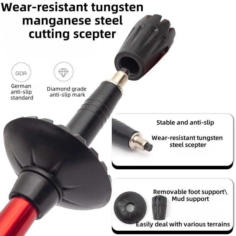 Foldable Hiking Stick Portable Camping Trekking Pole AdjustableCompact Lightweight Backpacking Outdoor Walking Backpack Gear G251220