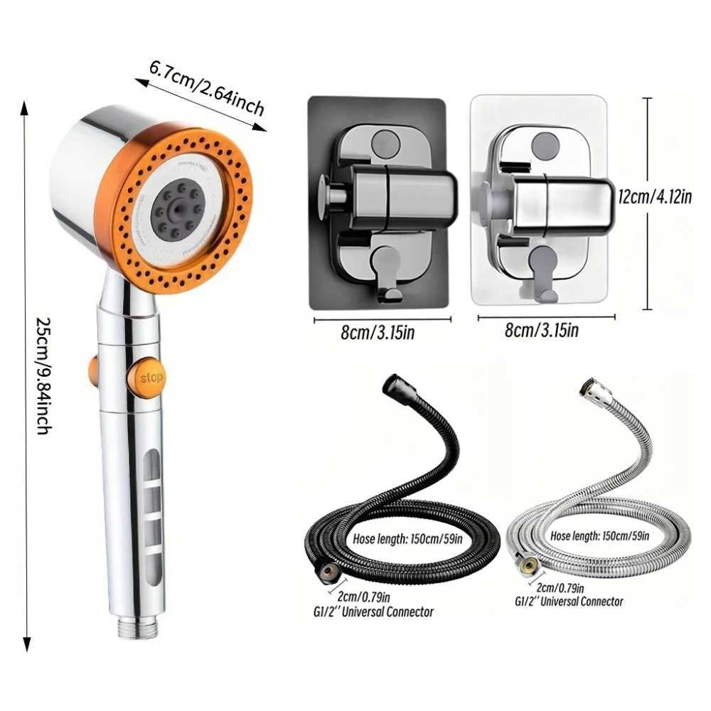 5 Modes Bathroom Shower Head Portable High Pressure Powerful Rain ShowerHead Explosion-proof and Drop-proof Universal Shower Set C251220