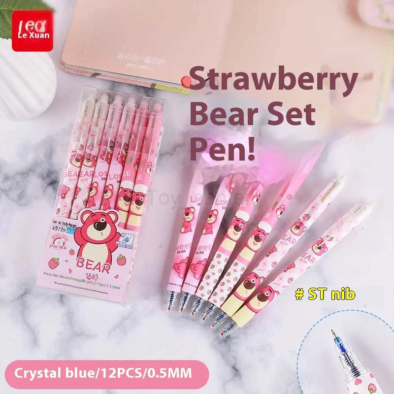 Disney Strawberry Bear Can Wipe Pen Creative Stationery High Appearance Level Thermal Press Ballpoint Pen For Students H251220