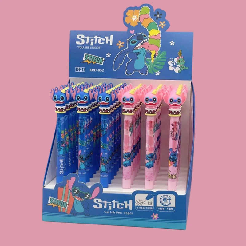 Disney Stitch 36 Gel Pens Cartoon 05mm Black Stationery Cute Student New Signature Pen Writing Tool Student Birthday Gifts H251220