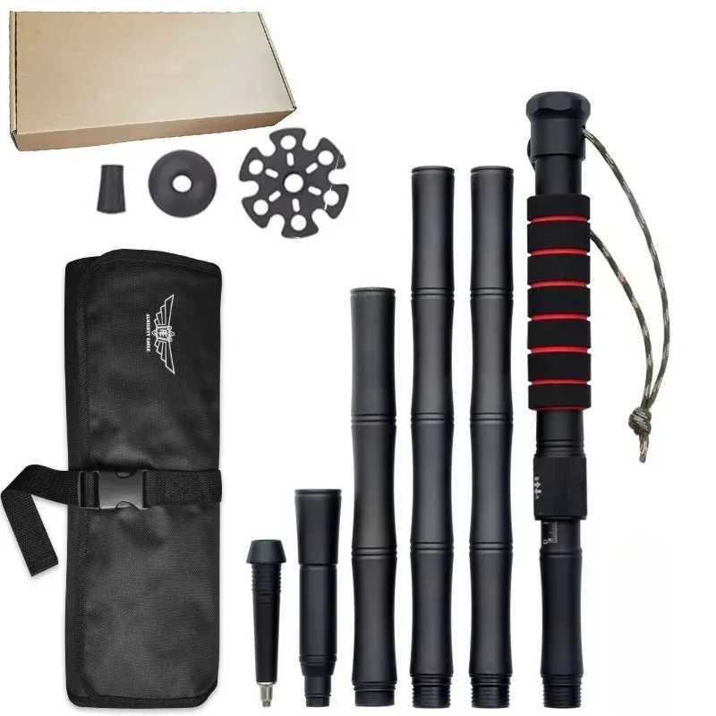 CEOI GWOK Ultra-Lightweight Portable Black Aluminum Folding Trekking Poles Hiking Adjustable Height Multi-Function Walking Stick G251220