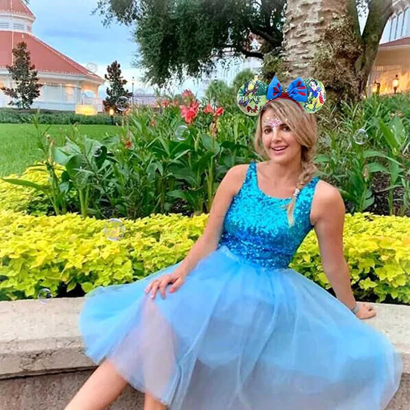 Disney 100 Decades Snow White Sequin Headband Minnie Hair Hoop Adult/Child Cosplay Accessories Mickey Mouse Ear Bambi H2512201