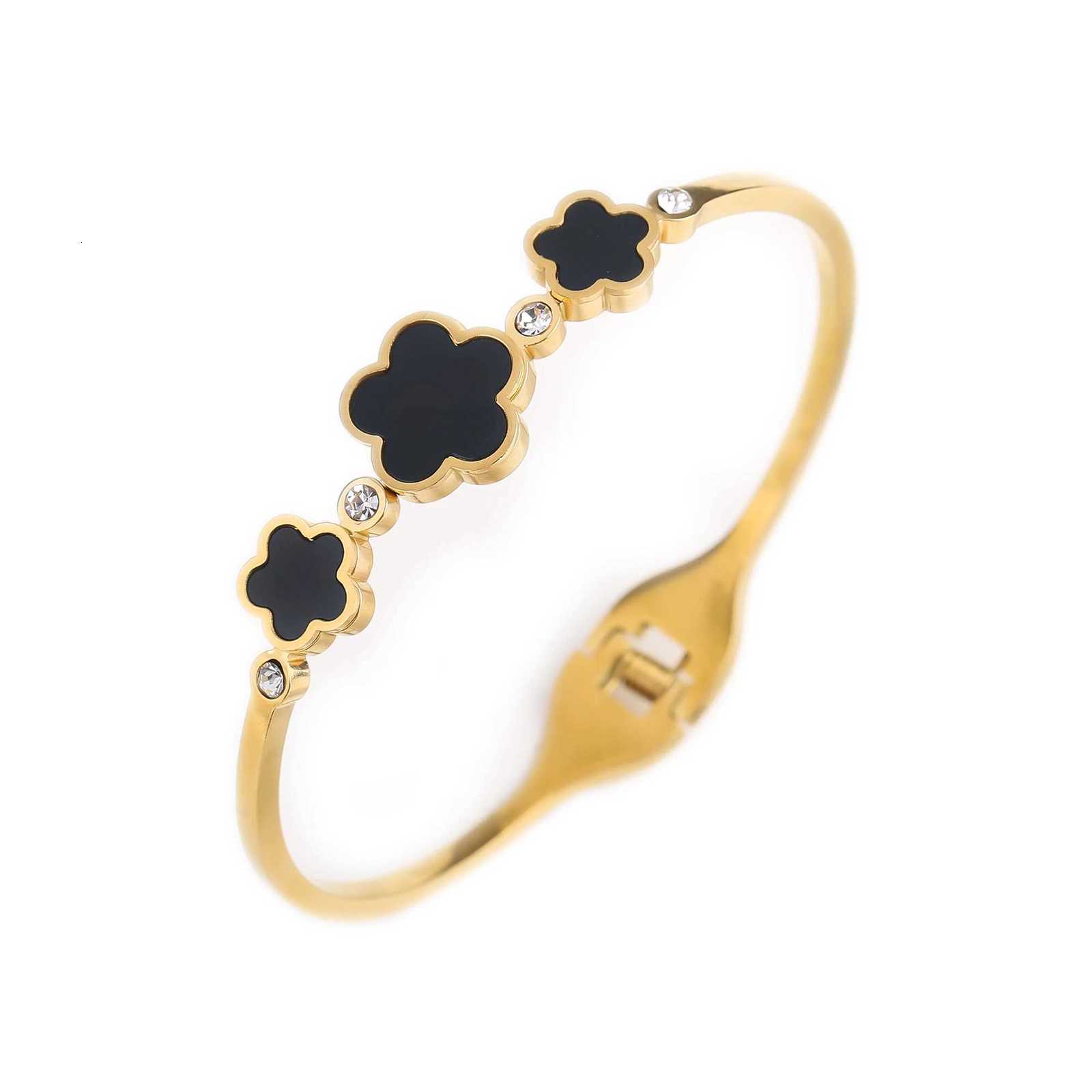 Hot Sale Simple Shell Five Flower StainlESS Steel Open Bangle Fashion For Woman Non Fading C r Jewelry Party Gift Female M251220