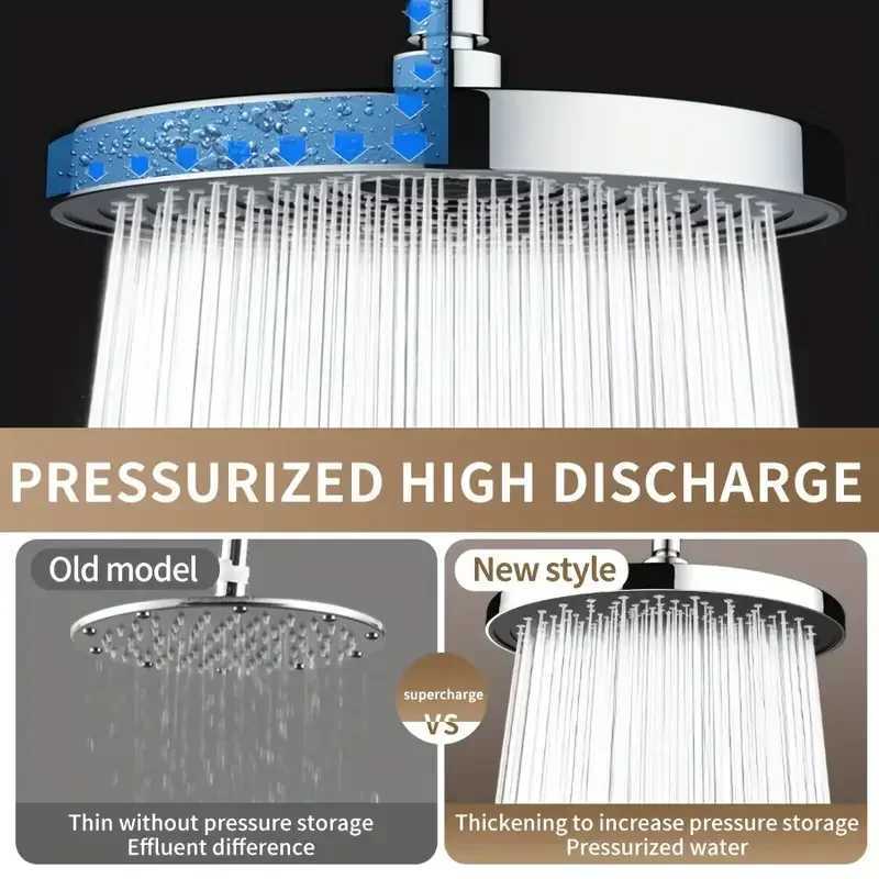 25cm Top Spray Large Water Volume Booster Shower Head Pressurized Single Head Bathroom Shower Head Set Home C251220