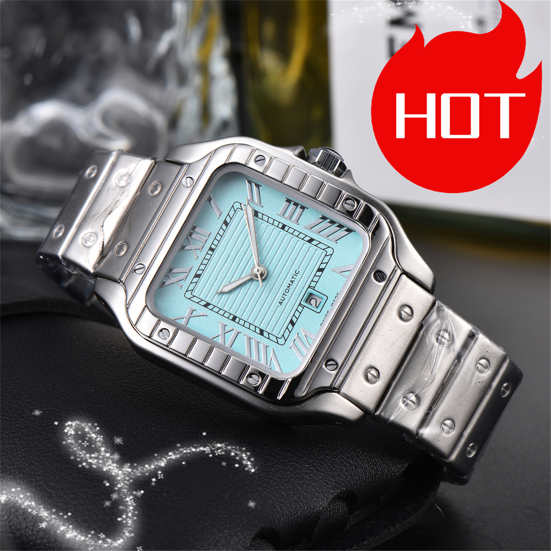 TOP brand Luxury designer mens womens SANTOSity Tourbillon watches Automatic mechanical movement watch stainless steel strap luminous gifts Wristwatches 8019