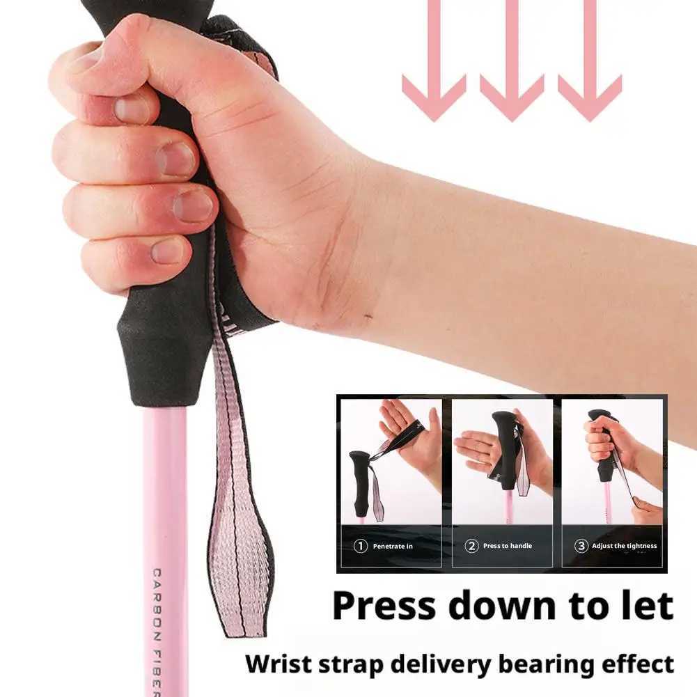 Carbon Telescopic Three Section Climbing Cane Adjustable Walking Hiking Sticks Ultralight Foldable 3-sections Trekking Poles G251220