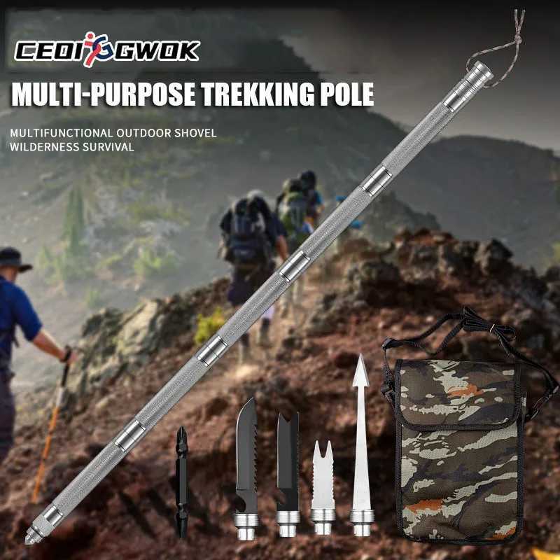 CEOI GWOK Professional Multifunctional Trekking Poles Aluminum Alloy Hiking Stick for Outdoor Climbing Adventures Walking Sticks G251220