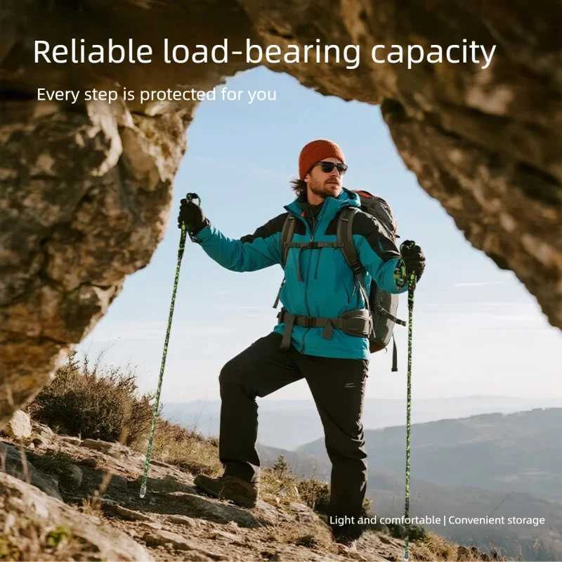 4-Section Folding Trekking Poles for Hiking And Climbing Nature Hike Ultra-Light Carbon Fiber Walking Sticks G251220