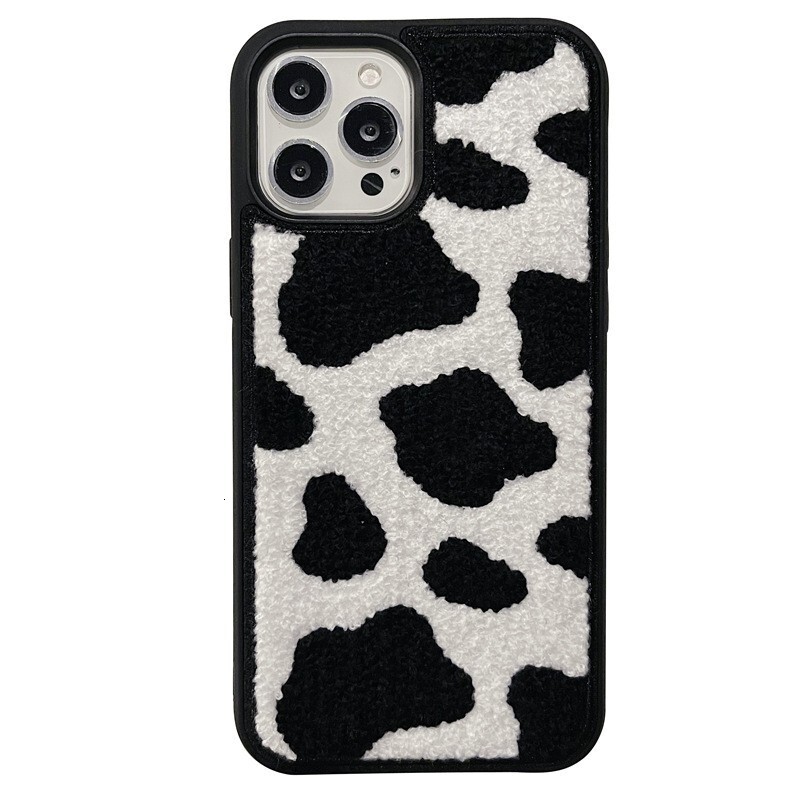 European and American Leopard Apple 16/17 Pro Max Phone Case Compatible with iPhone 15 Zebra Print 14 Women Plush Embroidery