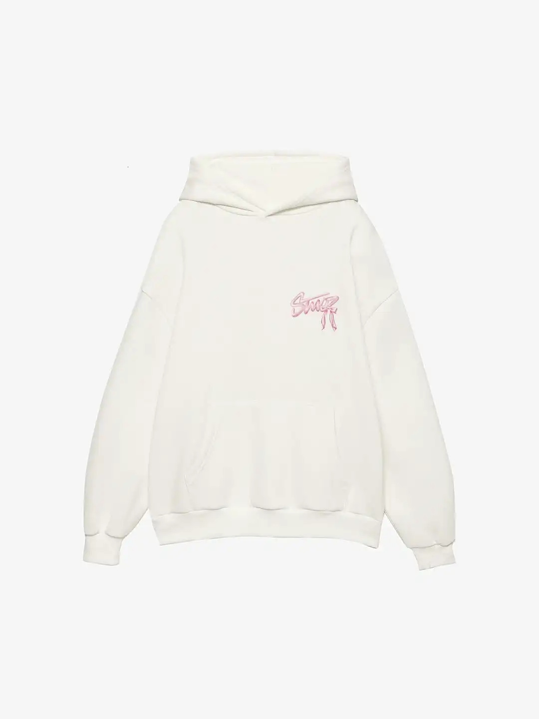 Pink Bow Hoodie Women White Sweatshirt Gradient Letter Print Back n Casual Pullover Streetwear Y2K Aesthetic Spring Top 251219