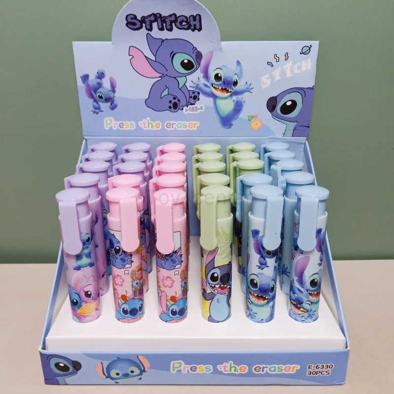 Disney 30Pcs Stitch Lipstick Modeling Eraser Lilo Stitch Cartoon Cute Student Supplies Stationery Wholesale H251220