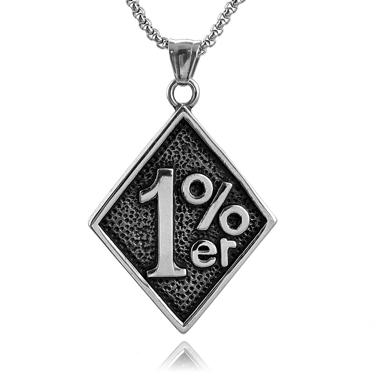 Free shipping 1%er Diamond-Shaped Retro Luxury Metal Necklace Personality Trendy Cool Street Style Men's Fashion Niche Logo Pendant
