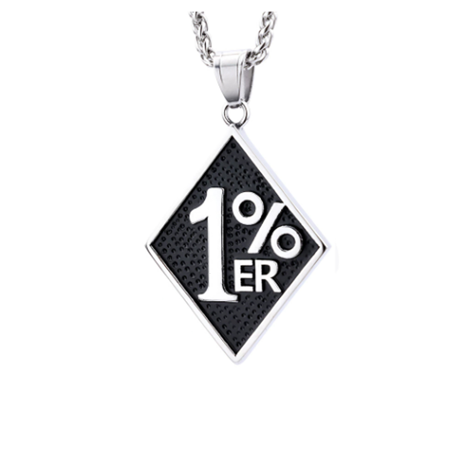 Free shipping 1%er Diamond-Shaped Retro Luxury Metal Necklace Personality Trendy Cool Street Style Men's Fashion Niche Logo Pendant