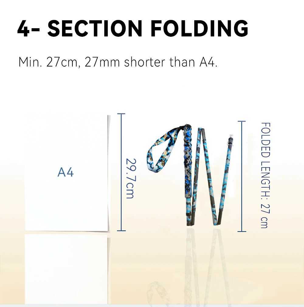 OKHELING Ultra-Light Carbon Fiber Walking Sticks 4-Section Folding Trekking Poles for Hiking And Climbing Nature Hike G251220