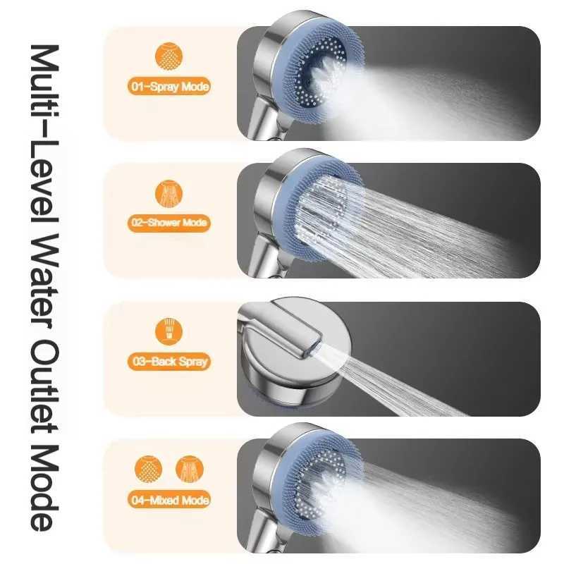 New 4 Modes Shower Head High Pressure Showerhead One-Key Stop Water Massage Shower Head With Filter Element Bathroom Accessories C251220